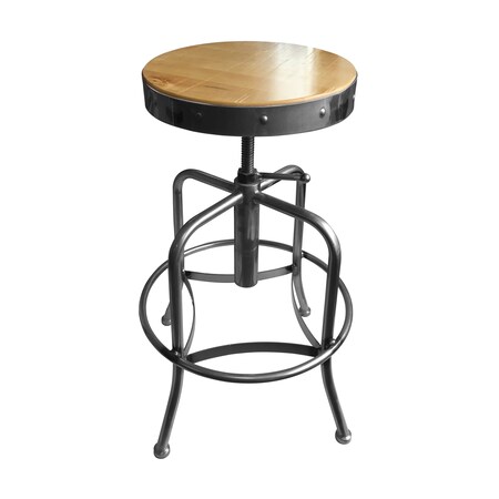 Holland Bar Stool Co Adjustable Stool, Clear Coat Finish, Natural Distressed Hardwood Seat 910CLNat